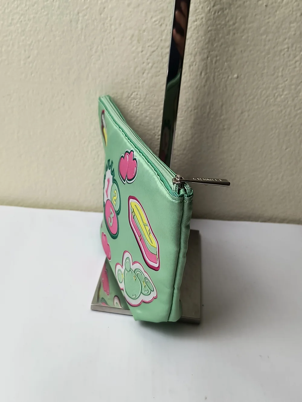 Clinique Mint Green Cosmetic Pouch with Yellow Patch